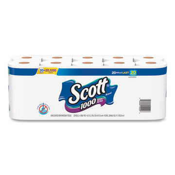 Scott® 1000 Bathroom Tissue, Septic Safe, 1-ply, White, 1000 Sheet-roll, 20-pack freeshipping - TVN Wholesale